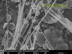 REM-Bild Tremolit-Asbest in Talkum | © CRB Analyse Service GmbH